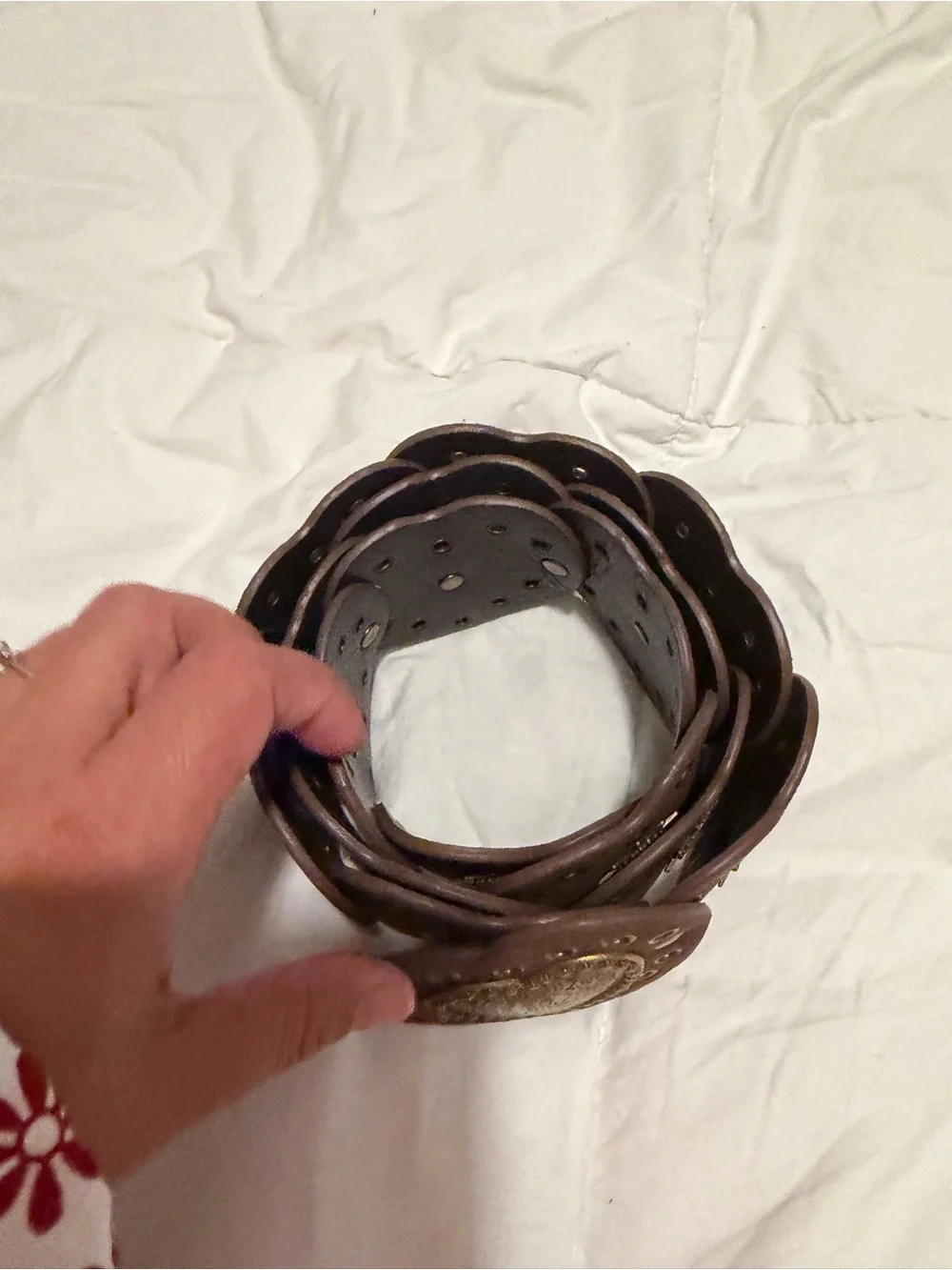 Brown Decorative Sunburst Leather Waist Belt